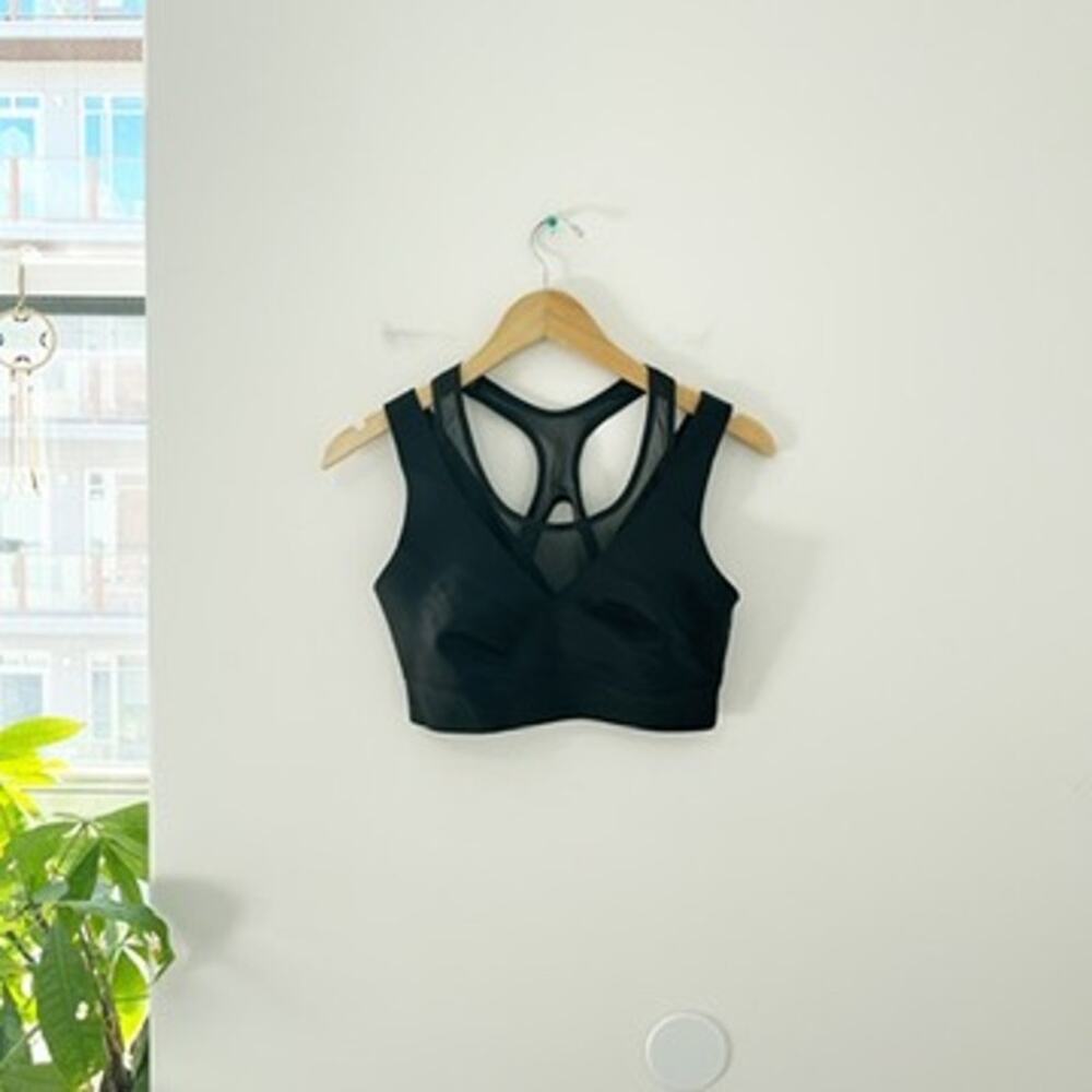 Athleta Black Eclipse Mesh Racerback Sports Bra Size Small